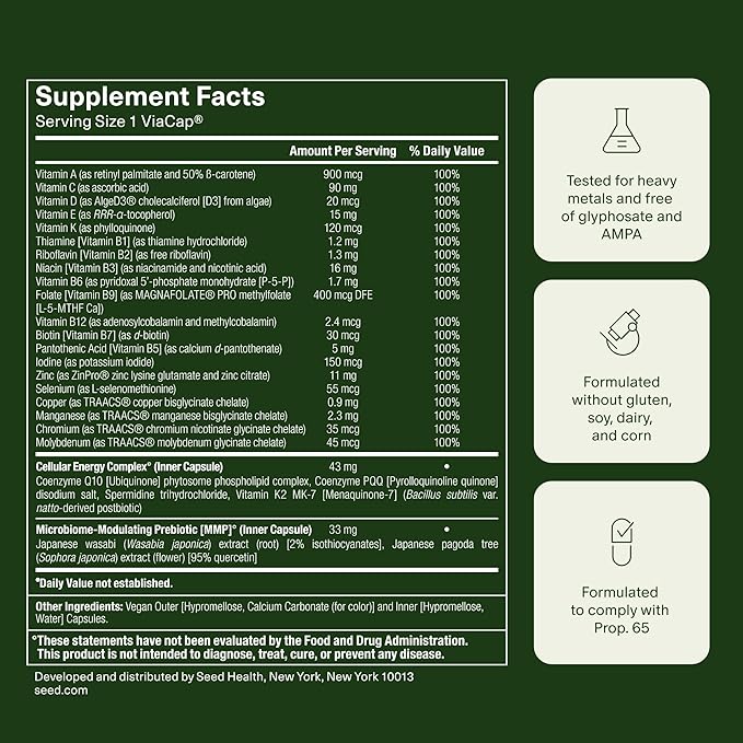 Seed DM-02 Daily Multivitamin &amp AM-02 Energy + Focus Bundle - Multivitamin and Nootropic Supplement for Women and Men - Vegan - 30-Day Supply