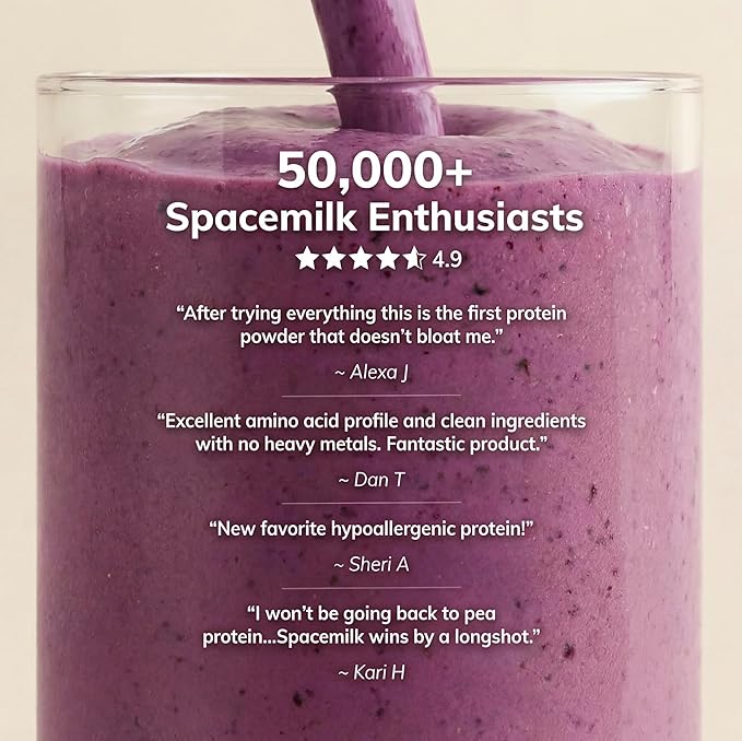 Spacemilk Unflavored Vegan Protein Powder – Pure One Ingredient Allergen-Free Gluten-Free Dairy-Free Keto Non-GMO Single-Cell Nutrition with 20g Protein &amp 4.24g BCAAs