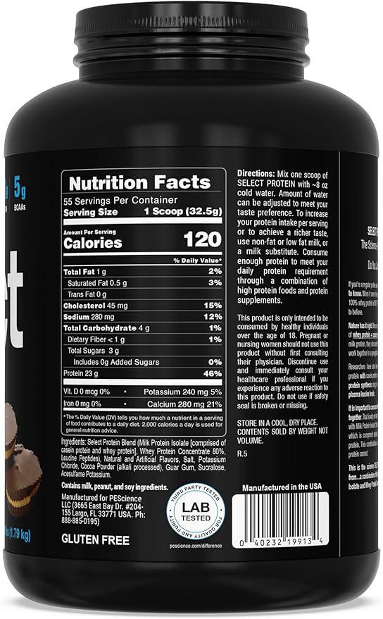 PEScience Select Protein Powder Whey and Casein Blend Lean Protein Powder for Women and Men Low Calorie Low Carb Keto Friendly Gluten Free Chocolate Peanut Butter Cup - 55 Servings