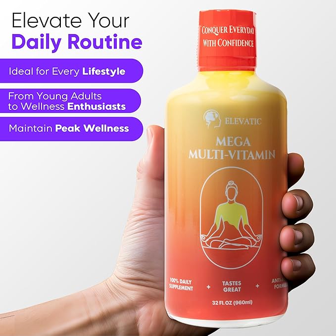 Mega Liquid Multivitamin | 32 Fl.oz (960ml) | Easy to Consume Daily Use Multivitamin Liquid | Nutrition &amp Immune Support | Packed with Vital Nutrients for All