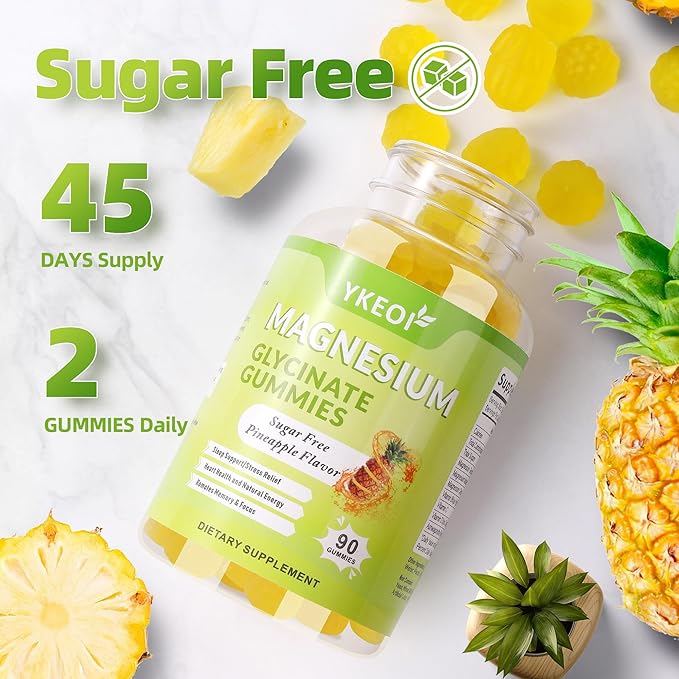 90 CT Magnesium Glycinate Gummies 500 mg with AshwagandhaSugar Free Magnesium Supplement Triple Magnesium Complex with CitrateMalateVitamin C D3 B6for Women and Men Kids Sleep Relaxation