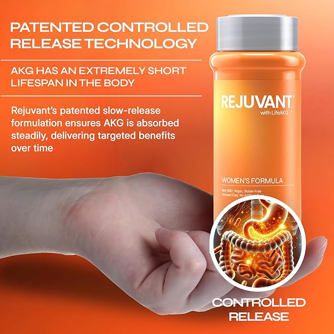 Rejuvant AKG Longevity Supplement 1000MG Ultra 98% Pure (Calcium Alpha-Ketoglutarate) New Formula Coated Tablets Patented Vitamin Rich Controlled Release Formula 60 Tablets