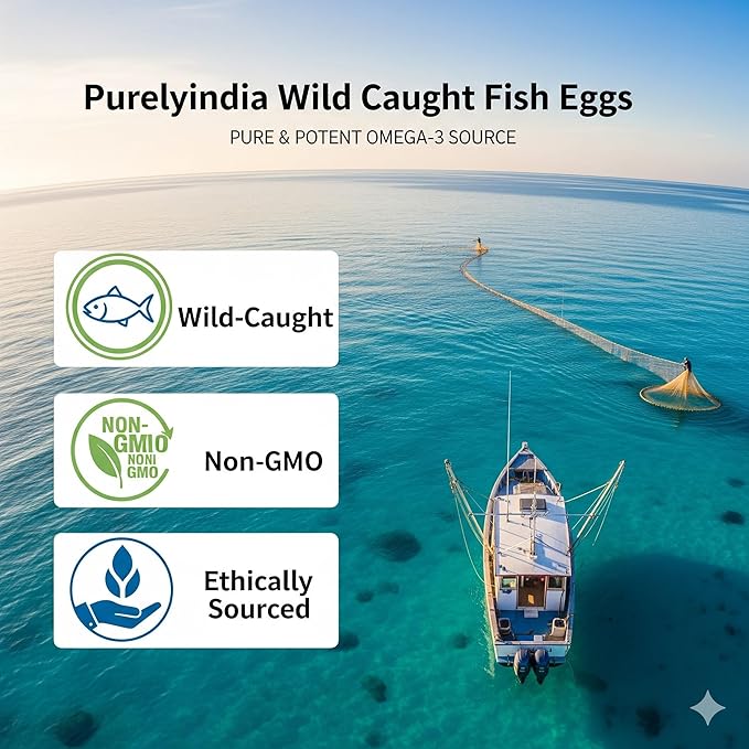 Wild-Caught Fish Eggs | Omega-3 DHA EPA &amp ETA Supplement – Freeze-Dried MSC-Certified Non-GMO | Supports Heart Brain &amp Immune Health | 2400mg 120 Capsules