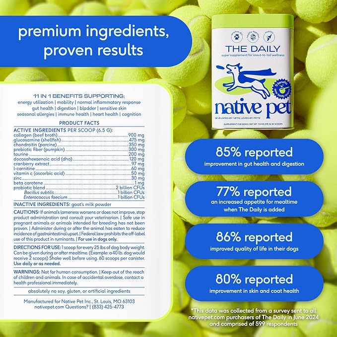 Native Pet Pack Leaders Bundle - Daily Dog Multivitamin (7 oz.) &amp Omega Oil for Dogs (8 oz.) - Omega 3 Fish Oil for Healthy Skin Shiny Coat &amp Strong Joints &amp Daily Multivitamin for Pups