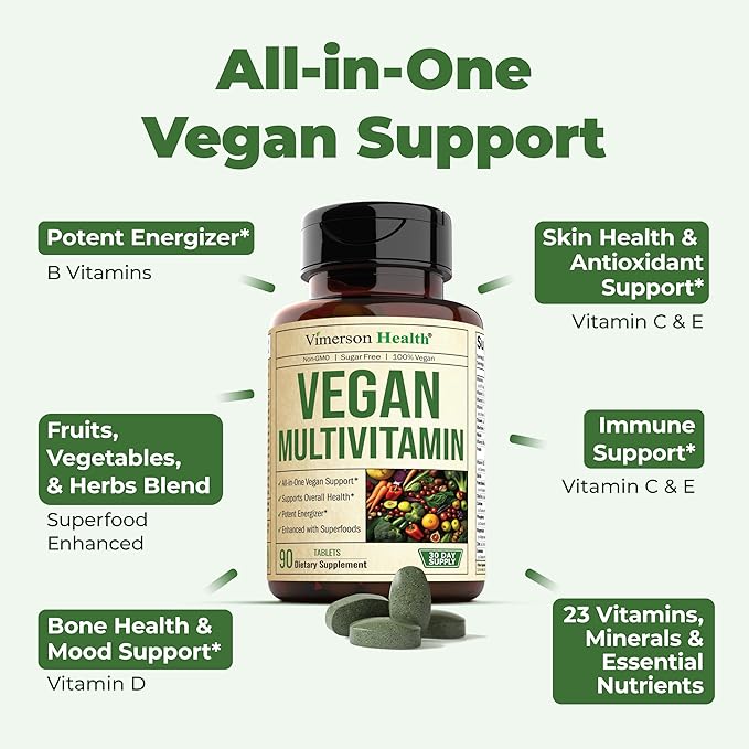 Vimerson Health Vegan Multivitamins for Vegans and Vegetarians &amp Multivitamin for Women