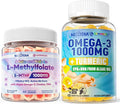 Omega-3 L-Methylfolate 1000 mcg + Methyl B12 Gummies 2Pack