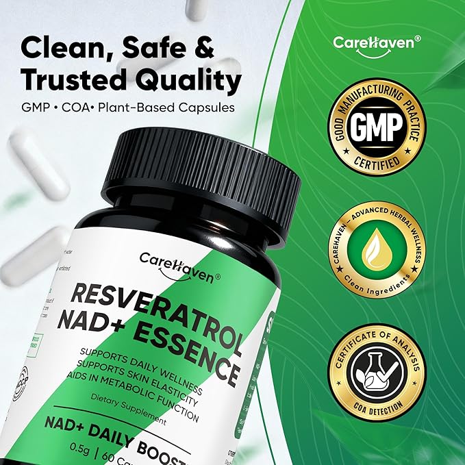 NAD+ Resveratrol Essence Capsules - 5mg NAD+ &amp Lion's Mane Mushroom - Supports Healthy Cell Function &amp Daily Wellness - 60 Active Dietary Capsules (3PCS)