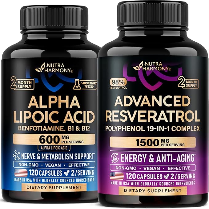 NUTRAHARMONY Alpha Lipoic Acid &amp Resveratrol Blend Capsules