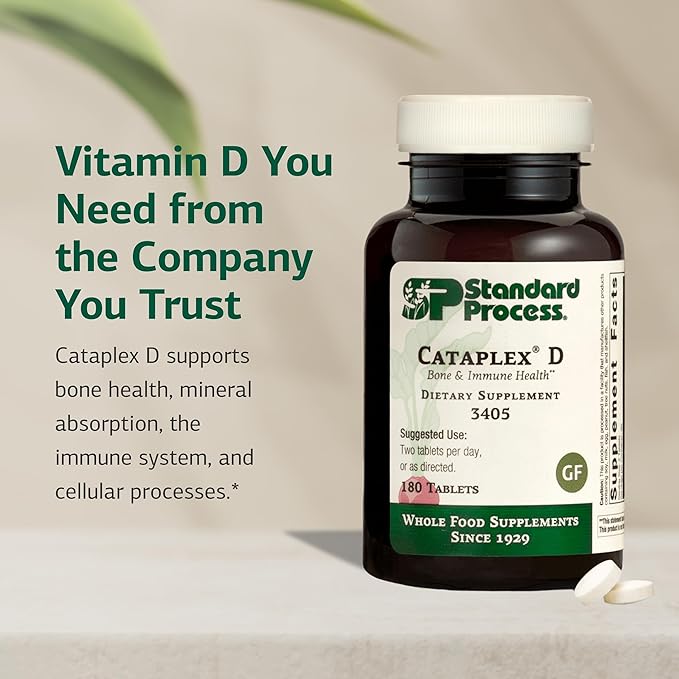 Standard Process Cataplex D - Supports Immune System Bone Strength &amp Bone Health - Aids Calcium Absorption - Contains Vitamin D and Antioxidant A - Gluten-Free Non-Dairy &amp Non-Soy - 180 Tabl