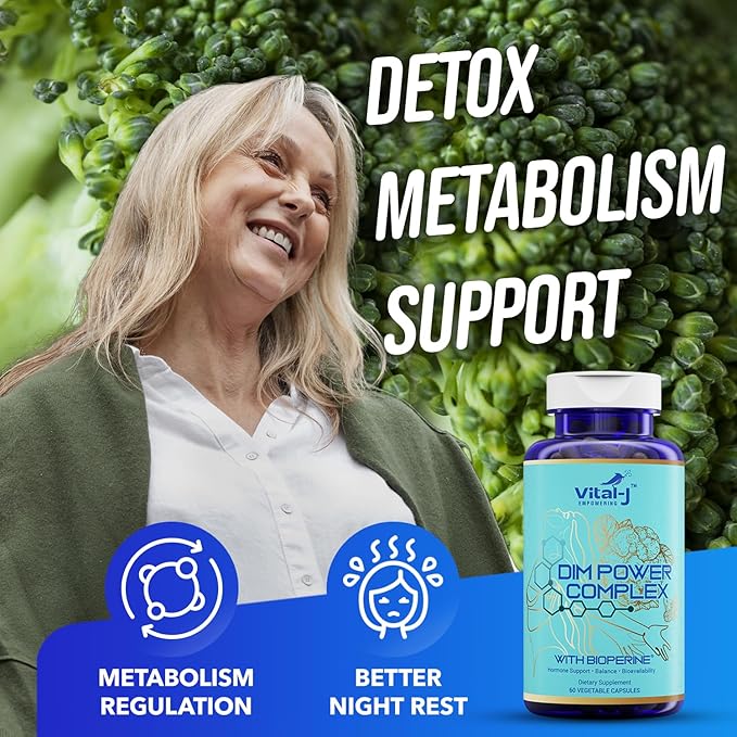 4-in-1 DIM Potent Complex 300mg - Estrogen Balance and Metabolism Energy &amp Menopause Support Supplement with Bioperine (x4) Calcium and Broccoli Extract - for Women and Men 150 Servings