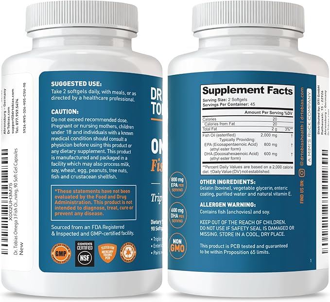 Dr. Tobias Omega 3 Fish Oil &amp Berberine 500 mg – Heart Brain &amp Metabolic Wellness Support