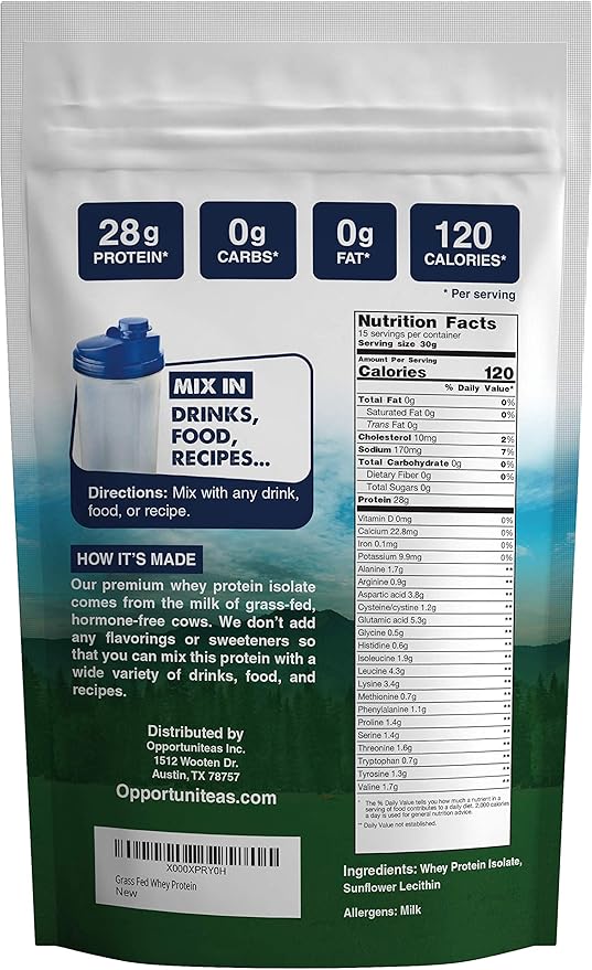 Opportuniteas Grass Fed Unflavored Whey Protein &amp Liver Detox Matcha Tea - Support Your Muscles While Cleansing Your Liver - Bundle