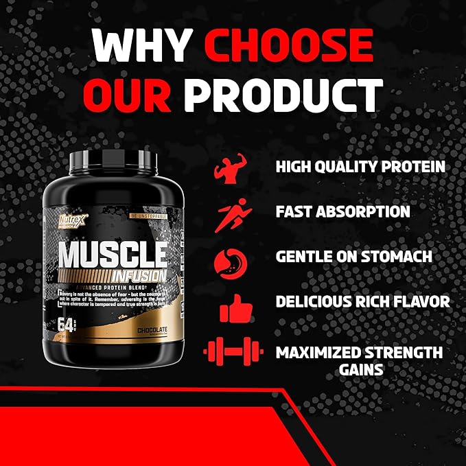 Nutrex Research Whey Protein Powder Chocolate Muscle Infusion Whey Isolate w/EAA &amp Hi BCAA for Muscle Gain - 5 Pounds - Muscle Builder for Men &amp Women Sports Nutrition Delicious Taste &amp