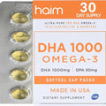 HAIM DHA 1000 Omega-3 Fish Oil - 90% Purity with 1000mg DHA 50mg DPA - High Potency Fish Oil Supplement for Brain Eye &amp Heart Support - Promotes Overall Wellness &amp Focus - 1 Box 60 Softgels