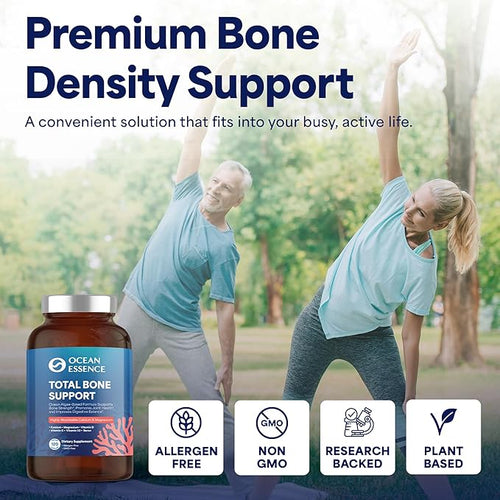 3 Pack OCEAN ESSENCE Total Bone Support - Plant-Based Algae Calcium Supplement for Supporting Bone Density &amp Strength - For Men &amp Women 35+ - 120 Natural Calcium Capsules - Vitamins for Optima