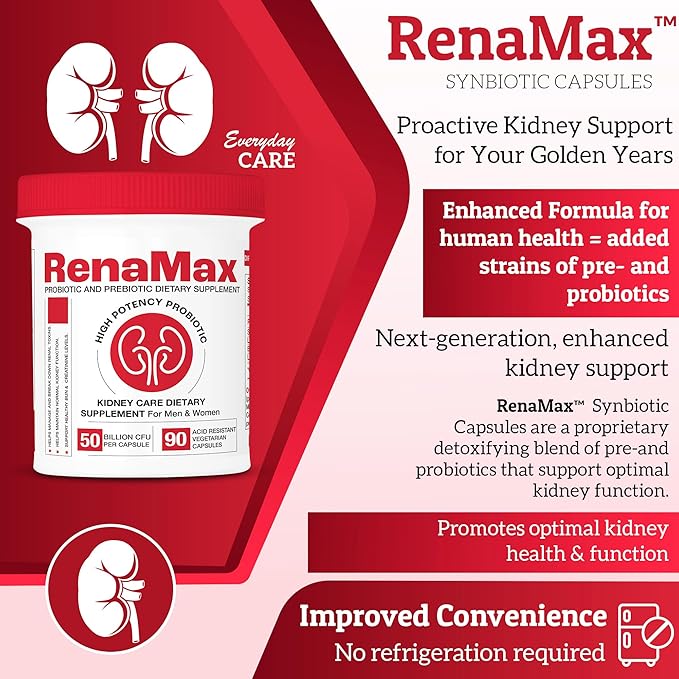 Capsule Kidney Restores &amp Kidney Care Supplement - Probiotic &amp Prebiotic Supplement to Support Normal Kidney Function - 50 Billion CFU per Capsule - Made in U.S.A (270 Caps (3 Pack))