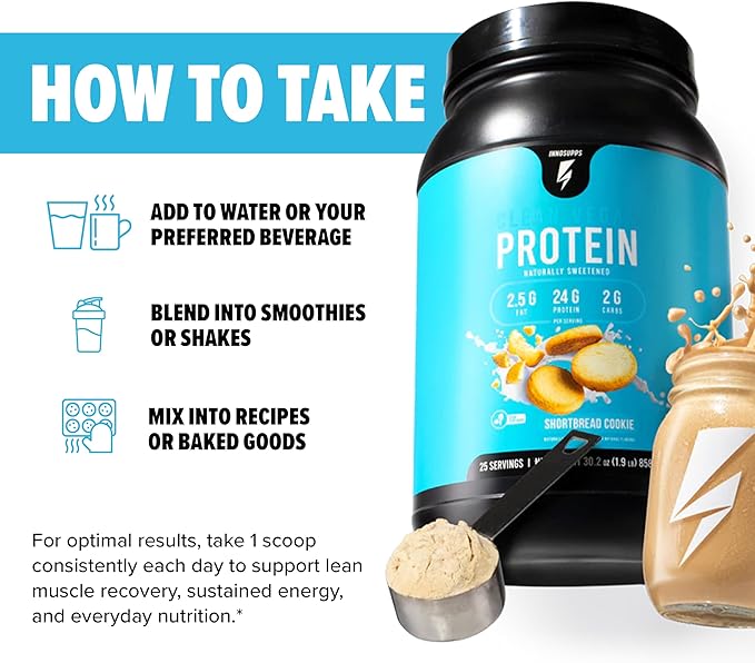 InnoSupps Clean Vegan Protein - Plant Based Vegan Natural No Artificial Sweeteners No Gluten No Dairy. Lactose Free Low Carbs Low Fat No Sugar Added Soy Free Non-GMO (Lemon Sugar Cookie)