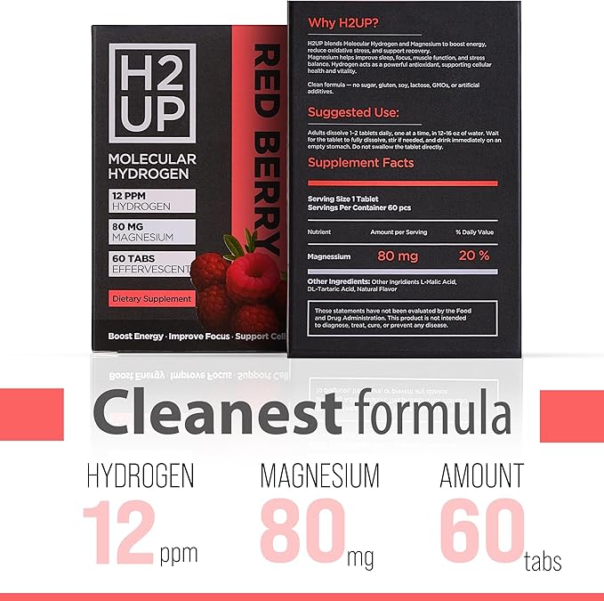 Sugar-Free Molecular Hydrogen Tablets – 60 Count – 12 PPM Hydrogen with Magnesium – Dissolvable Tablets for Clean Hydrogen-Infused Water