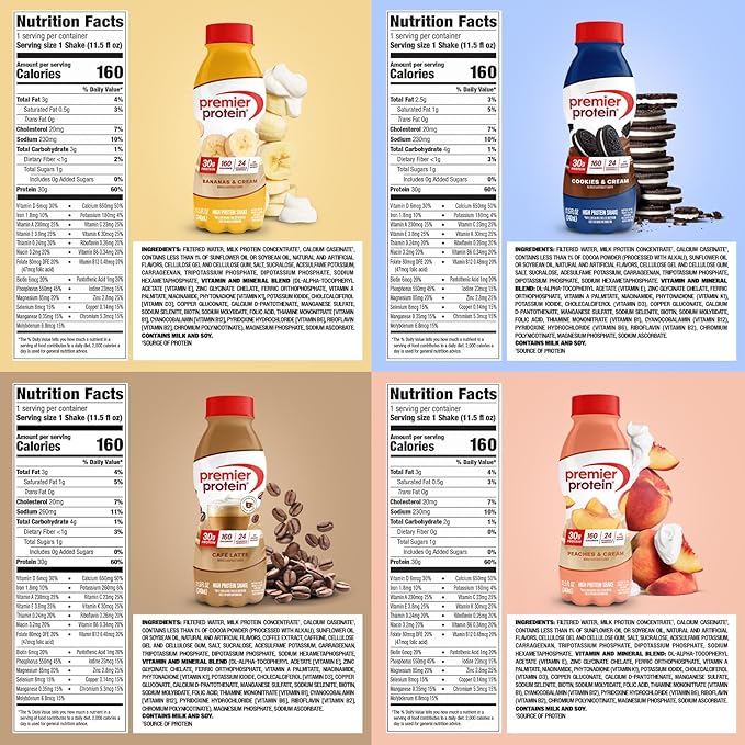 Premier Protein Shake 8 Flavor Variety Pack 30g Protein No Added Sugar 24 Vitamins &amp Minerals to Support Immune Health 11.5 fl oz 8 Pack