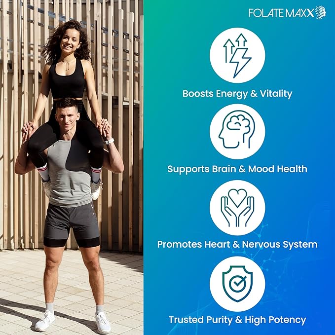 L Methylfolate 7.5mg with Active Vitamin B Complex – 60 Capsules – High Potency 5-MTHF with B6 Blend and Methyl B12 Supplement – 3-in-1 Non-GMO Gluten Free (2-Month Supply)