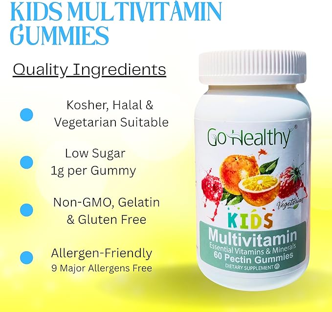 Go Healthy Multivitamin Gummies (1 Bottle) and Vitamin C Gummies (1 Bottle) for Kids Toddlers Vegetarian Kosher &amp Halal Gluten Free Non-GMO Bundle