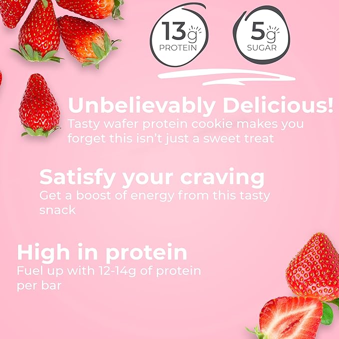 Power Crunch Protein Wafer Bars High Protein Snacks Peanut Butter Crème and Strawberry Crème 1.4 Ounce (12 Count) Bundle