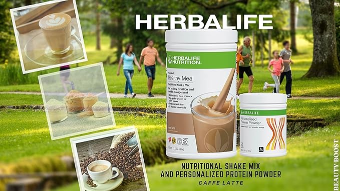 HERBALIFE (Duo) Formula 1 Healthy Meal Nutritional Shake Mix (Cafe Latte) with Personalized Protein Powder