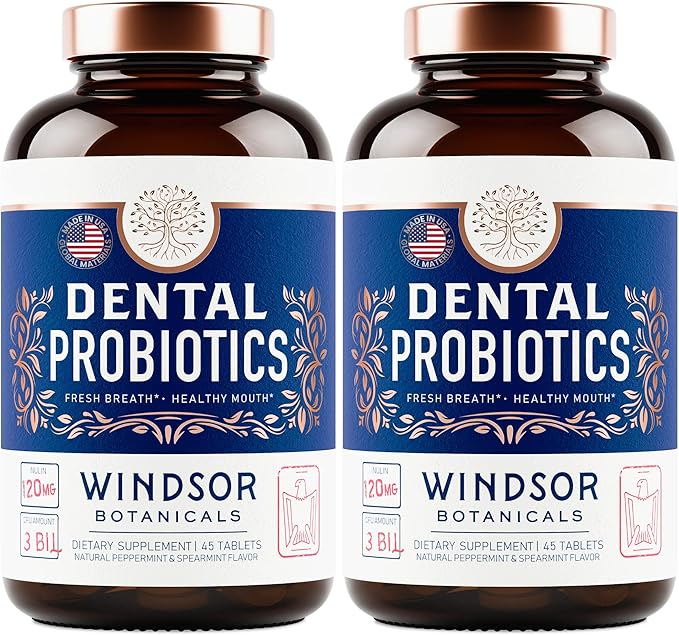 Oral Probiotics for Teeth and Gums - 3BN CFU Lactobacillus Salivarius Paracasei K12 Pro B Inulin Dental Probiotics for Bad Breath Treatment Gum Health - 90 Best Breath Oral Probiotic Mint Tablets