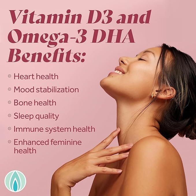 Femininity Smooth as Silk+ 30-Day Starter Kit for Vaginal Dryness (60 Softgels &amp Refillable Glass Jar) – Blend of Sea Buckthorn Oil Vitamin D3 and Plant-Based Omega-3 DHA