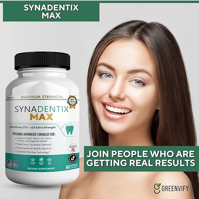 SynaDentix Max Probiotic Supplement 40 Billion CFU MAKTREK Bi-Pass Technology 60 Capsules 30-Day Supply (3)