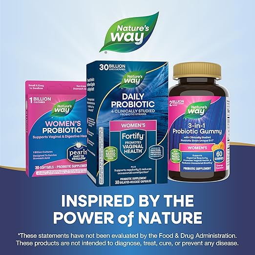 Nature's Way Fortify Daily Probiotic for Women 30 Billion Live Cultures 10 Strains Prebiotics Supports Digestive &amp Immune Health* No Refrigeration Required 30 Capsules (Packaging May Vary)