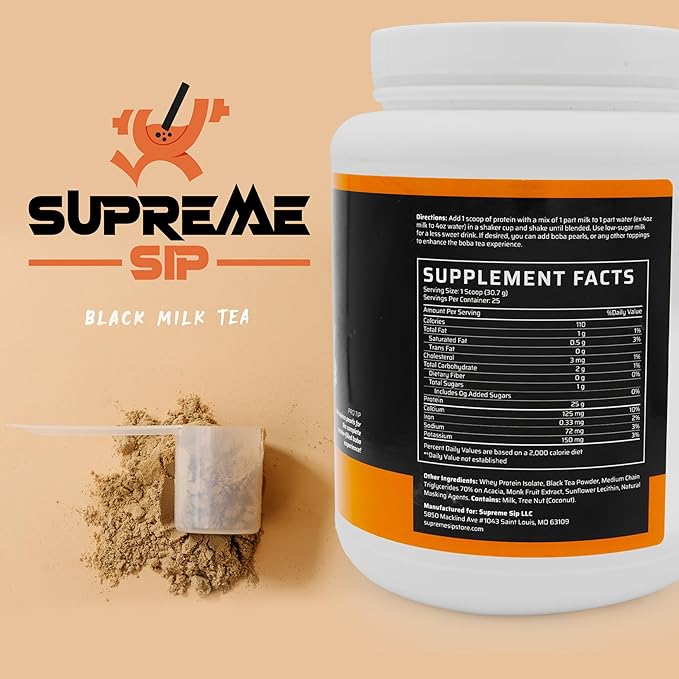 Boba Protein Powder Made with Real Black Tea - Boba Milk Tea Sweetened with Natural Monk Fruit - Clean Creamy Boba Tea Protein Powder - Grass Fed Whey Protein Isolate Bubble Tea - 27 Oz