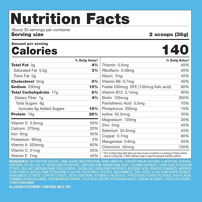 Total Soy Plant-Based Meal Replacement Powder | 13g Complete Soy Protein Low Carb Low Sugar | Supports Hormonal Balance Healthy Blood Sugar &amp Weight Management | Vanilla Vegan
