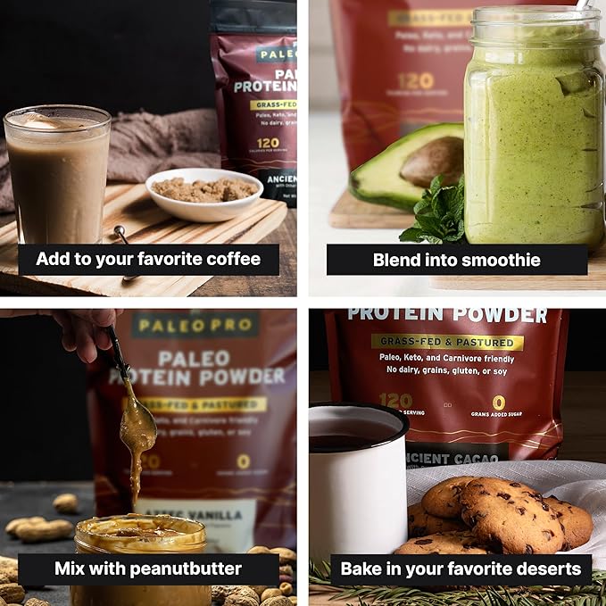 Paleo Pro 26G Beef Protein Powder - Pack of 2-30 Days Supply - Grass Fed Protein Powder Isolate - Pure Animal Based Pastured | Dairy &amp Gluten Free Natural &amp Clean Proteins for Paleo &amp Ket