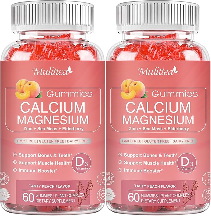 Plan Calcium Gummies with D3Zinc - Plant Complex Calcium Magnesium Supplement with GlycinatePotassiumVitamin C &ampWhole Natural Food for Bone &amp Immune Support- 120 Chewable Gummy Sugar-Free