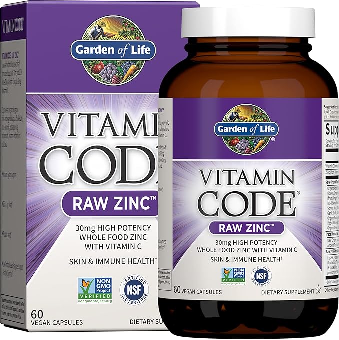 Garden of Life 1000mg DHA Fish Oil + 30mg Zinc Supplements for Eye Brain Heart Immune &amp Skin Health 30 Count