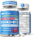 Calcium 1200 mg with Vitamin D3 K2 5000 IU Softgels Supplement for Women Men - Liposomal Calcium Citrate &amp Algae Calcium Magnesium Zinc + D3 K2 B12 Plant-Based Vegan Vitamin D Boron for Bone120