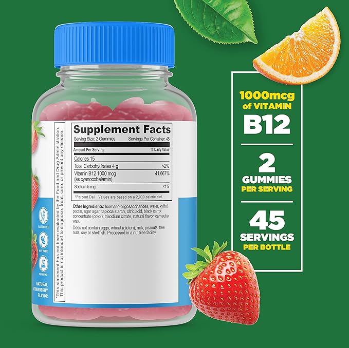 Lifeable Sugar Free Biotin Kids + Vitamin B12 Kids Gummies Bundle - Great Tasting Vitamin Supplement Gluten Free GMO Free Chewable Gummy