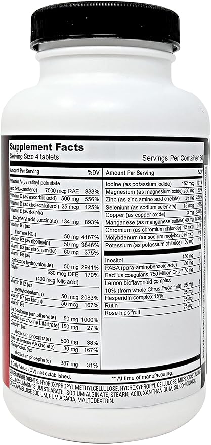Beverly International Fit Tabs Daily Multi-Vitamin/Mineral with Iron Peptonate120 Tablets. (30 Servings) Notice The Difference. Don’t Miss Out on The Healthy Benefits. Your Mind &amp Body is Priorit