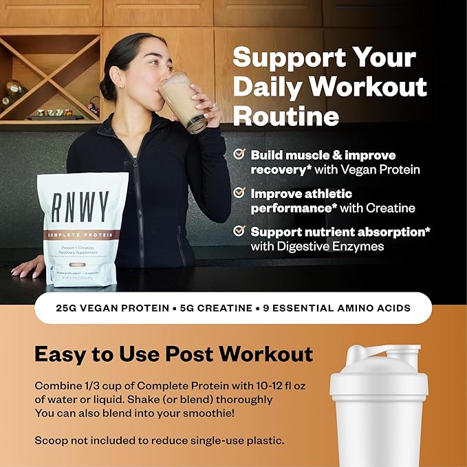 Complete Protein 25g Yeast Protein + 5g Creatine Monohydrate Vegan Dairy-Free Informed Sport Certified Post-Workout Recovery for Endurance Athletes Chocolate 21 Servings