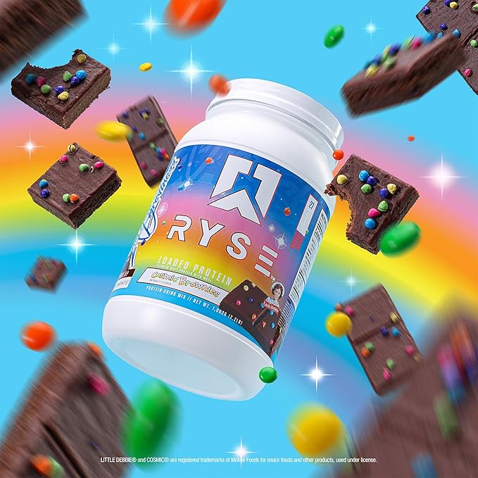 RYSE Loaded Protein Powder - Little Debbie Cosmic Brownie - 25g Whey Protein Isolate &amp Concentrate with Prebiotic Fiber &amp MCTs - Low Carb Low Sugar Digestive-Friendly - 27 Servings / 2 lb Tu
