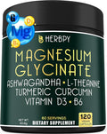 6in1 Restful Day and Night Supplement with Magnesium Glycinate Vitamin D3 B6 L-Theanine Ashwagandha and Turmeric Root - Brain Heart and Digestive Health Support - 120 Vegan Capsules