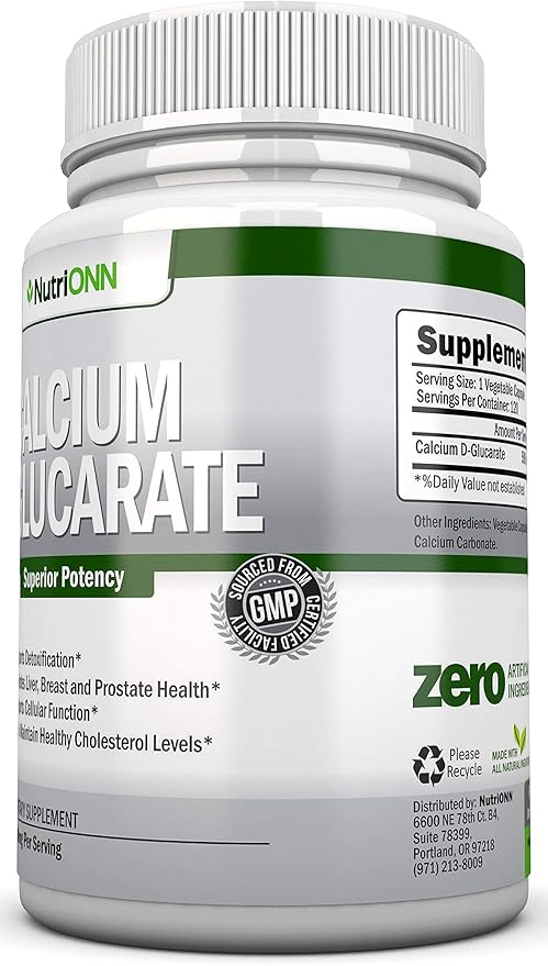 Calcium D-Glucarate - 500mg - 120 Vegetable Capsules - Superior Potency to Support Cleansing Processes Estrogen Metabolism &amp Hormonal Balance - Helps with Prostate Breast &amp Colon Health