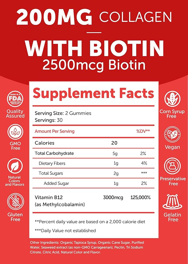 Lunakai Biotin and Vitamin B12 Gummies Bundle - Hair Skin and Nails Growth Gummies with Vitamin C and E - Non-GMO &amp Vegan Supplement for Energy Support and Bone Health - 30 Days Supply