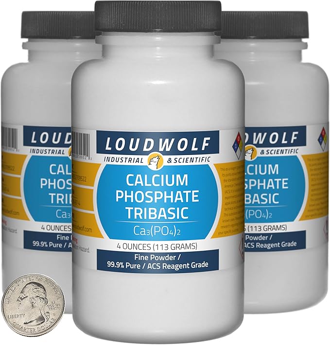 Calcium Phosphate Tribasic / 12 Ounces / 3 Bottles / 99.9% Pure ACS Reagent Grade/Fine Powder