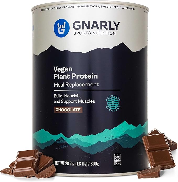 Gnarly Nutrition Vegan Plant Protein – Chocolate Vegan Protein Powder NSF Sport Certified – Meal Replacement Daily Nutritional Boost – Lactose Free Powder – Chocolate 28.2 oz