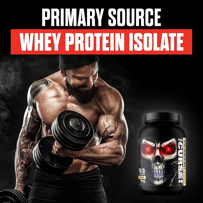 JNX SPORTS The Curse! Ultra Premium Whey Protein Powder Vanilla Bean 2lb | 25g Protein Per Serve Primary Source Whey Isolate