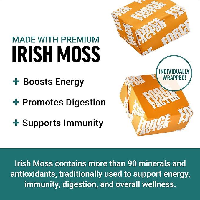 Force Factor Sea Moss Soft Chews Support Immunity Digestion and Heart Health Irish Sea Moss Superfood &amp Antioxidants Supplement Non-GMO Gluten-Free Salted Caramel Flavor 90 Soft Chews 3-P