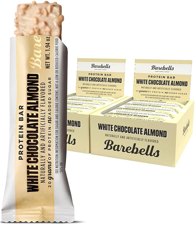 Barebells Protein Bars White Chocolate Almond - 12 Count Pack of 2 - Protein Snacks with 20g of High Protein - Chocolate Protein Bar with 1g of Total Sugars - On The Go Protein Snack &amp Breakfast