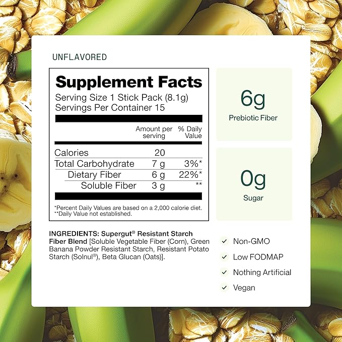 Supergut GLP1 Daily Support - High Fiber GLP-1 Supplement Powder for Women &amp Men - Sugar-Free Drink Mix for Gut Health (15 Servings)